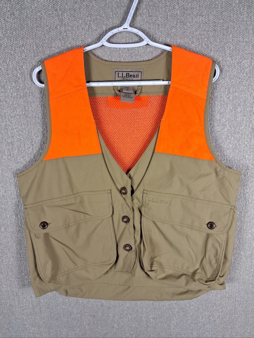 L.L.Bean Double L Upland Hunters Vest Womens Medium Green Orange High Visibility